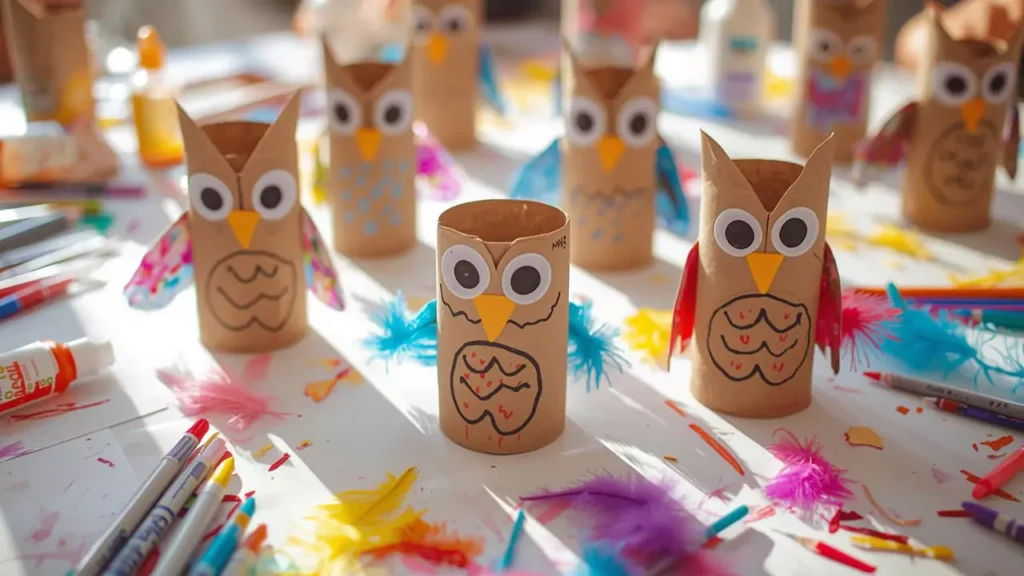 Recycled toilet paper tubes come to life as charming owls
